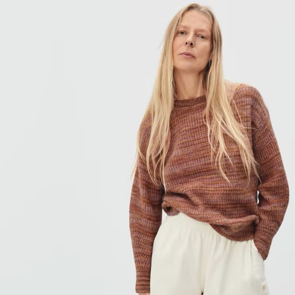 NWOT Pink/Red Tonal Alpaca Knit Sweater, Everlane